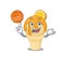 Gorgeous orange ice cream mascot design style with basketball