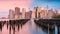 a gorgeous outlook on the lower Manhattan at sunset, New York City