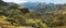 Gorgeous panorama view of huge barren mountain peaks, cliff and canyons of dry arid desert landscape. Ribeira Grande