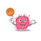 Gorgeous pathogenic bacteria mascot design style with basketball
