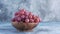 Gorgeous Pink Grapes in a Rustic Wooden Bowl: A Captivating Display on a  Stand