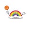 Gorgeous rainbow mascot design style with basketball