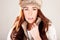 Gorgeous Redhead Fashion Model In Winter Fur