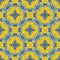 Gorgeous seamless patchwork pattern from blue and yellow Moroccan tiles, ornaments.