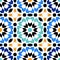 Gorgeous seamless pattern from blue Moroccan tiles, ornaments.