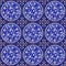 Gorgeous seamless pattern of Chinese tiles. Floral stylish background in shades of blue