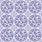 Gorgeous seamless pattern of Chinese tiles. Floral stylish background in shades of blue