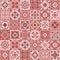 Gorgeous seamless pattern white marsala color Moroccan, Portuguese tiles, Azulejo, ornaments.