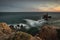 Gorgeous seascape and Sirens Reef at sunset, located in the Natural Park of Cabo de Gata