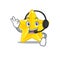 A gorgeous shiny star mascot character concept wearing headphone