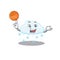 Gorgeous snowy cloud mascot design style with basketball