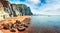Gorgeous spring landscape of famous Xi Beach. Sunny morning scene of Cephalonia island, Greece, Europe. Attractive seascape of