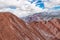 Gorgeous striped red mountains at winter