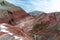 Gorgeous striped red mountains at winter