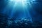 Gorgeous sunlit underwater view of mesmerizing rocky seabed with stunning sun rays