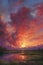 Gorgeous Sunset Landscape Painting with Thick Brush Strokes for Wall Art.