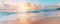 Gorgeous sunset over calm beach suitable for banner use. Concept Sunset Beach Banner, Tranquil Seascape, Calm Horizon View, Golden