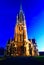 Gorgeous tall medieval stone church with tall stupa tower