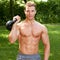 Gorgeous Topless Fit Man Carrying Weights Outdoor