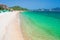 Gorgeous tropical beach turquoise transparent water unique rock boulders, Cam Ranh Nha Trang Vietnam south east coast travel