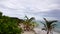 Gorgeous tropical landscape. Indian Ocean,Turquoise water and white clouds on blue sky. Time lapse 360 degree.