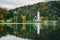 Gorgeous view of colorful autumnal scene of famous Church of St John the Baptist, Bohinj Lake, Ribicev Laz, touristic village in S