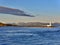 Gorgeous view of old white lighthouse, skyscape, Isle of Mull Scotland