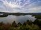 Gorgeous view of Raystown Lake from Hawnâ€™s Overlook near Altoona, Pennsylvania in the fall right before sunset with a view of