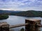 Gorgeous view of Raystown Lake from Hawnâ€™s Overlook near Altoona, Pennsylvania in the fall right before sunset with a view of