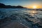 Gorgeous view of sunrise on the coast of Isleta del Moro, Natural Park of Cabo de Gata