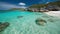 A gorgeous white sandy beach with crystal-clear turquoise water created with Generative AI