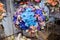 Gorgeous wicker basket with beautiful and colorful flower composition