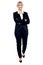 Gorgeous woman in business suit walking towards you