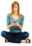 Gorgeous woman text messaging