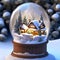 Gorgeous Wooden House Inside a Snowglobe, AI