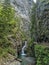 Gorges of the Diosaz at Servoz, Chamonix, France. Nice hiking trail along the river with wooden bridge and trails