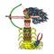 Gorgon medusa with centipede body, aztec archer, fantastic wild amazon, warrior woman