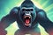 Gorilla angry screaming in front of sun rays. Vector illustration. Generative AI