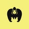 Gorilla black icon, isolated on yellow backgound. Template for your project.