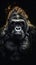 Gorilla in Bokeh Style on Dark Background.