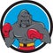 Gorilla Boxer Boxing Stance Circle Cartoon