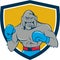 Gorilla Boxer Boxing Stance Crest Cartoon