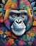 gorilla bright colorful and vibrant poster illustration
