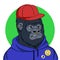 Gorilla crypto fan in hoodie and baseball cap
