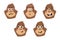 Gorilla cute. Monkey faces, emoticons.