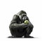 a gorilla eating an apple