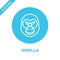 gorilla icon vector from animal head collection. Thin line gorilla outline icon vector  illustration. Linear symbol for use on web