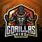 Gorilla king esport mascot logo desain