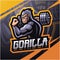 Gorilla muscle esport mascot logo design