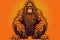 Gorilla with orange background,  illustration for your design